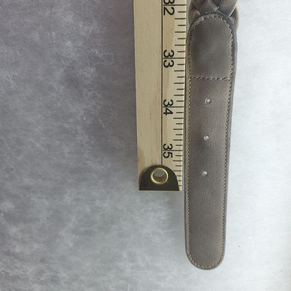 34/35/36 1" Vintage Christian Dior Italy Leather Braided Taupe Belt Women's - Picture 9 of 11